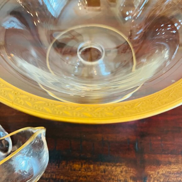 Vintage Gold Rimmed Compote Nut Candy Dish w/ Ladle Cottagecore Traditional MCM - Picture 5 of 10